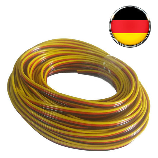 Multiplex Farbe, Servokabel, Servolitze 1m - 100m, Querschnitt: 0,14 mm², 0,25 mm² gelb, rot, schwarz, flach